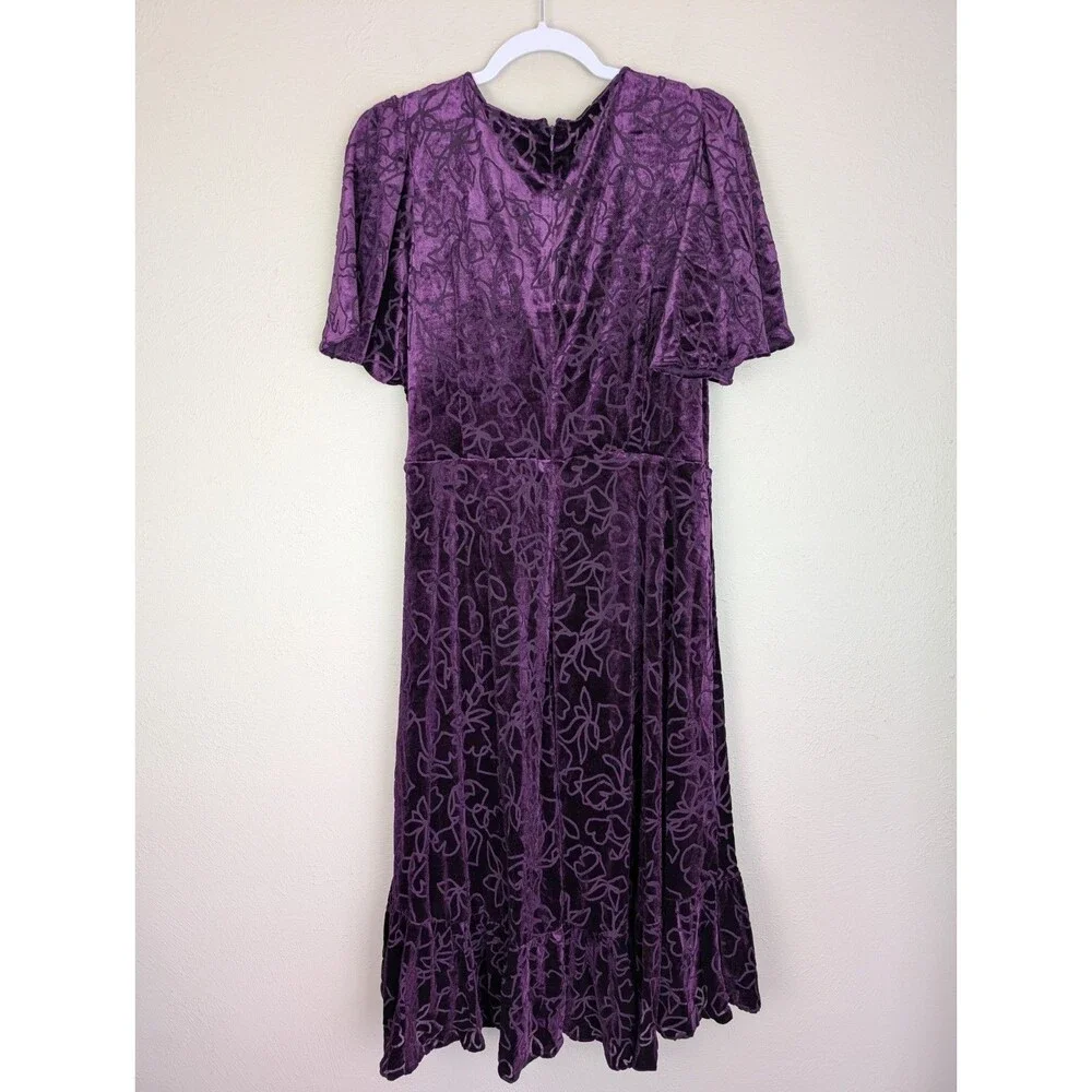 Calvin Klein Velvet Burnout Wrap Dress Size 16